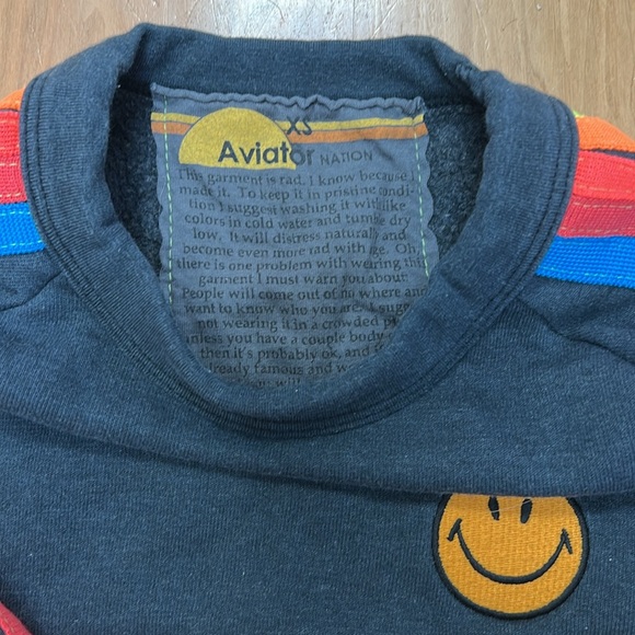 Aviator Nation Cropped Smiley Face Sweatshirt - Picture 5 of 7